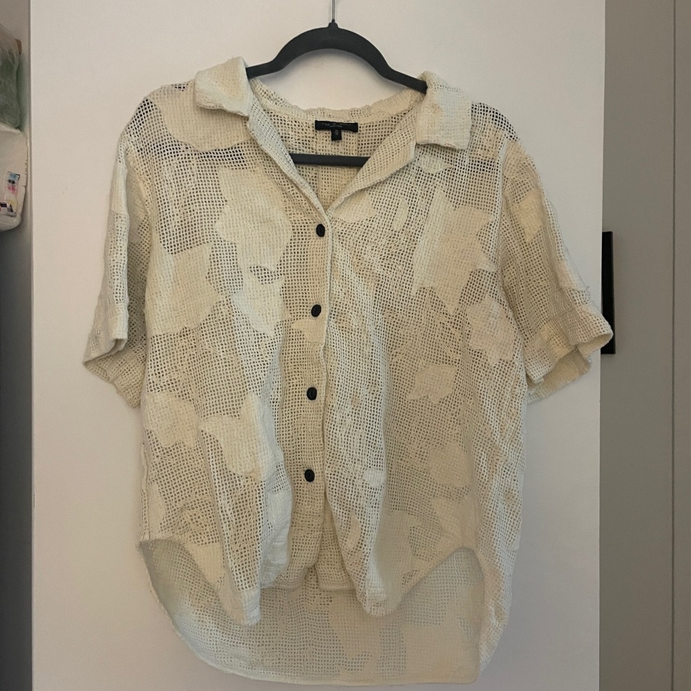 Rag & Bone Ivory Mesh Button-Up Shirt